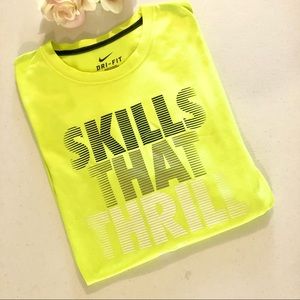 Nike Men's Dri- Fit Neon Yellow Skills That Thrill Short Sleeve Tee NWOT!